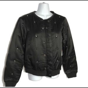 VELVET BY GRAHAM & SPENCER Black Bomber Jacket NWT